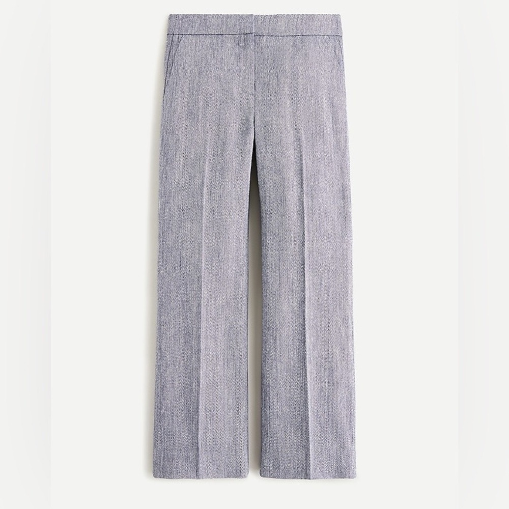 J.crew Hayden pant in Italian cotton-linen in Navy Ivory Herringbone size 12